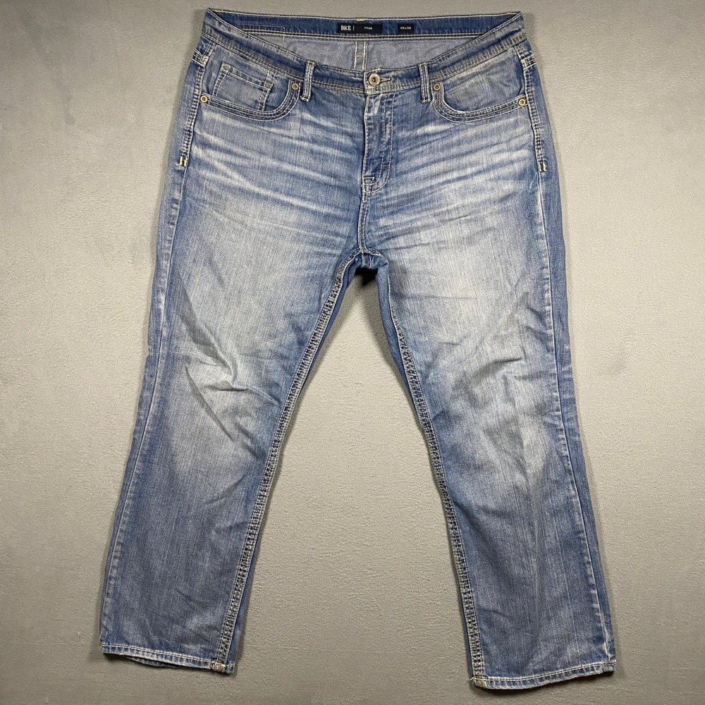 BKE Tyler Jeans Mens 38x30 Blue Straight Leg Medium Wash AB23228